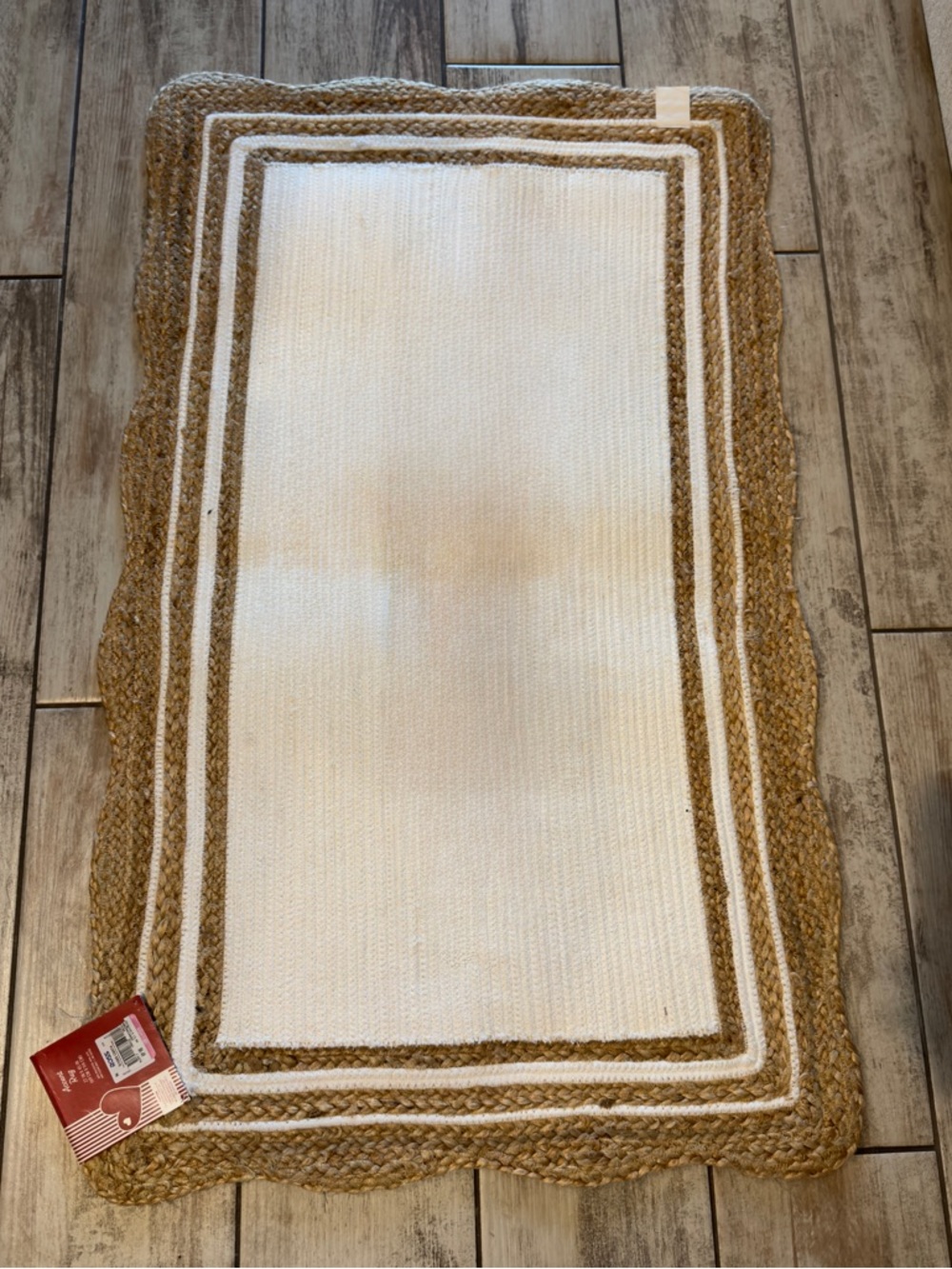 Cottagecore Bow Floral Accent Rug 27x45 | Jute Trim Handmade India - Picture 6 of 7
